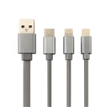 3i1 Ladekabel Apple / Samsung Huawei Sony Mobiltelefon - Uttrekkbar knutefri