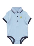 Tipped Polo Romper Hanging Blue Lyle & Scott Junior