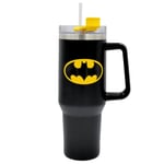 Batman 40oz / 1200 ML Black Tumbler with Straw & Lid | Leak & Spill Proof Travel Mug | Stainless Steel Vacuum Insulated Water Bottle with Handle Keeps Cold for 17Hrs or Hot for 5Hrs