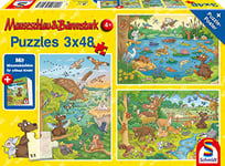 Schmidt Spiele- Voyage dans la Nature, Puzzle pour Enfants 3x48 pièces, 56413, Coloré