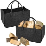 Sac à Buche en Feutre pour Bois de Cheminée, Cabas de Courses, Panier à Bois Portable, Pliable Résistant Panier à Bûches Bois, Sac à Range-Bûches