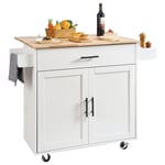 VEVOR Îlot Central Desserte de Cuisine à Roulettes 90 cm avec 1 Armoire 1 Tiroir