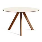 CPH20 Round Table Ø 120, WB Lacquered Walnut, Off-White Linoleum Tabletop