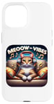 Coque pour iPhone 15 Meeow-Vibes Casque pour chat