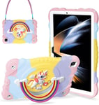 Coque Pour Samsung Galaxy Tab A9+/A9 Plus 11""2023(Sm-X210/X216/X218),Coque De Protection Resistante Aux Chocs Avec Support/Bandouliere Pour Enfants,Filles Et Femmes(Arc-En-Ciel)