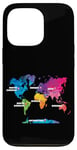 Coque pour iPhone 13 Pro Carte Colorée Terre Pays Continent Géographie Carte Du Monde