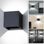 Vingo - led Applique Murale Exterieur/Interieur IP65 Réglable Design Moderne 12W Noir Blanc Froid