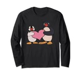 Cute Pingu And Pinga Penguin Holding Heart Long Sleeve T-Shirt