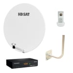 Pack HDSAT Parabole Satellite Fibre Blanche 85 cm + LNB Single + Décodeur Satell