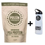 Pulsin Pea Protein Powder Vegan GF 250G + ON Water Bottle DATEDFEB/2023