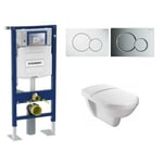 WC PMR Jacob Delafon Odeon avec bati support wc suspendu Geberit et plaque de commande blanche