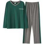 Pajamas Femme Sets Nouveau Doux Manches Longues Pantalons Longs Vêtements De Nuit Style De Mode Style Décontracté Homme Et Femme Pyjamas Ensemble Haut Vert Pantalon Gris-Vert Homme_M