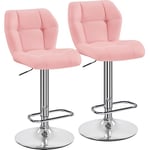 Yaheetech Lot de 2 Tabourets de Bar Réglables en Hauteur Modernes,Chaises de Bar en Similicuir et Métal,Tabouret Haut Capacité de Charge Maximale 136 kg,44 × 50,5 × 89 cm Rose