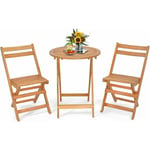 Goplus - 3PCs Salon de Jardin Pliant-2 Chaises+1 Table en Bois d'Acacia-Table et Chaise d'Extérieur pour Jardin et Terrasse