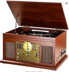 Platine Vinyle Bluetooth À Trois Vitesses Et Haut-Parleurs Stéré, Convertisseur De Vinyle Lp En Mp3 Avec Cd, Lecteur De Cassette, Radio Fm,Aux In Et Pr S Casque