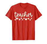 School Teacher Valentines Day Daisy Flowers Little Hearts T-Shirt