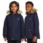 Peter Storm Childrens Unisex Kids' Waterproof Parka II with Removable Faux Fur Trim Hood, Winter Coat - Navy - Size 9-10Y