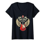 Womens Let the Music Play Guitars Guitar Guitar Player Guitarist V-Neck T-Shirt