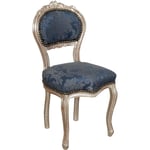 Biscottini - Chaises Louis xvi 90x45x42 cm Chaise argentée antique Chaise rembourrée Fauteuil de style français chambre Fauteuil rembourré