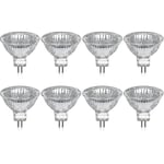 Set med 8 st Gu5.3 Mr16 20w 12v Varmvit Halogenlampa, Glaslock 400lumen 2-stifts Spotlight Ersättning för 20w Halogen