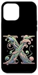 Coque pour iPhone 14 Pro Max Lettre initiale du nom de l'alphabet X dans le style art nouveau