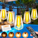 30M Guirlande Lumineuse Exterieure avec Télécommande, Économie D'énergie Guirlande Guinguette Exterieur LED Ampoules, Étanche Lampe Guinguette Electrique pour Intérieur Jardin Balcon Maison