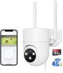 4G Cellulaire Caméra De Surveillance Extérieur Avec Carte Sim, Enregistreur 24/7 Avec Carte 32Go, 360° Ptz Ip 2K Caméra De Sécurité Avec Ai Humain Détection Et Vision Nocturne Couleur