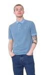 Marks & Spencer M&S Mens SS Polo Shirt in Blue Cotton - Size Small