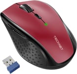 Souris sans Fil 3200 DPI, Classique Ergonomique Souris Optique avec 6 Boutons, Autonomie de 30 Mois, 2,4 G avec Récepteur Nano USB Souris Compatible PC Macbook Ordinateur Portable-Rouge