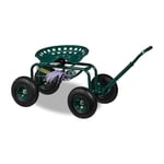 Relaxdays Siège Roulant de Jardin, réglable en Hauteur, 150 kg, Tabouret Jardinage, 4 Roues, Acier, Vert