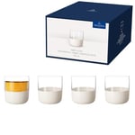 Villeroy & Boch - Manufacture Rock blanc Ensemble de verres à shot, 4 pièces. Ensemble de verres pour schnaps et liqueurs, 40 ml, Verre en cristal, Aspect ardoise blanc mat