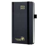 POPRUN Agenda de Poche 2025 16,5 x 9 cm D'août 2024 à déc 2025 - Petit Planner Semainier Scolaire 17 Mois Couverture Rigide avec Intervalle Horaire, Papier Certifié FSC®80 g/m² - Noir