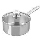 Tala Performance Stainless Steel Cookware 18 cm Saucepan with Glass lid, Made in Portugal with Guarantee, Suitable for All hob Types Including Induction (10A14340)