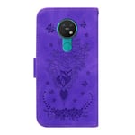 Nokia 6.2/7.2 lompakkokotelo Flip Pu Nahka Emboss Rose Flowers Magneettinen Kickstand korttipaikan kansi - violetti