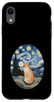 Coque pour iPhone XR Robe Nuit Étoilée et Robe Van Gogh Chat Orange Chat Roux