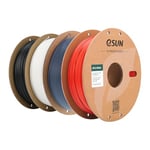 eSUN Amélioré PLA Mat Filament 1.75mm, Imprimante 3D Filament PLA Matte, 1KG par Bobine, 4 Bobines de Filament d'impression 3D pour Imprimante 3D, Noir Profond+Blanc Laiteux+Gris Foncé+Rouge Foncé