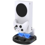 CHJ Vertical Stand with Cooling Fan for Xbox Series S Console, 3 USB HUB and LED Indicator, Vertical Stand for Xbox Series S