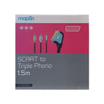 Maplin Scart To Triple Phono 1.5 M Cable For Analogue AV Equipment VHS Player