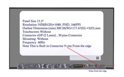 REPLACEMENT HP 830 G7 13.3" FHD LED IPS LAPTOP SCREEN 30 PINS DISPLAY PANEL