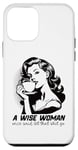 Coque pour iPhone 12 mini Café humoristique rétro sage femme avec citation inspirante esthétique