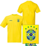 Brasilien stil fotbollströja i polyester VM 2022 Yellow L