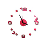 Oppal 3D Bricolage Chiffres Romains Acrylique Miroir Autocollant Mural Horloge décor à la Maison Stickers muraux, Horloge pour Le Jour de Pâques (Rouge)