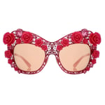 DOLCE & GABBANA DG 2160 Filigree Crystal Rose Metal Sunglasses Pink 12744