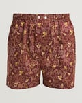 Derek Rose Classic Fit Woven Cotton Boxer Shorts Burgundy