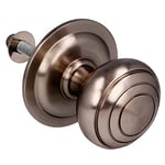 Amig - Bouton Mod 14 plaqué rond en laiton massif avec finition chromée mate pour portes extérieures d'entrée | Diamètre poignée Ø61 mm · Hauteur 72,5 mm | Écrou de fixation inclus