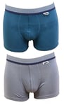 Boxer Dim Homme En Coton Stretch Ultra Confort -Assortiment Modèles Photos Selon Arrivages- Pack De 2 Boxers Gris/Vert Canard Pois