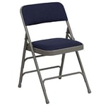 Flash Furniture Hercules Series Sheldon Metal Folding Chairs with Cushioned Seat, Fabric Upholstered Event Chairs, Set of 4, Navy