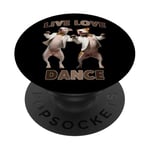 Live Love Dance Smoking Dogs Celebration PopSockets PopGrip Adhésif