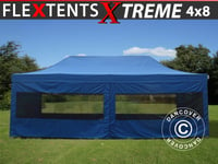 Snabbtält Depåtält Easy-up tält Eventtält Partytält FleXtents Xtreme 50 4x8m Blå, inkl. 6 sidor