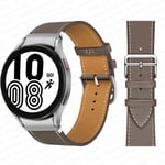 (harmaa-hopea)nahkaranneke Samsung Galaxy Watch 4 Classic 46mm 42mm 44mm 40mm älykellon vyö Ei aukkoja Rannekoru Correa Galaxy Watch 4 ranneke - kellon rannekkeet